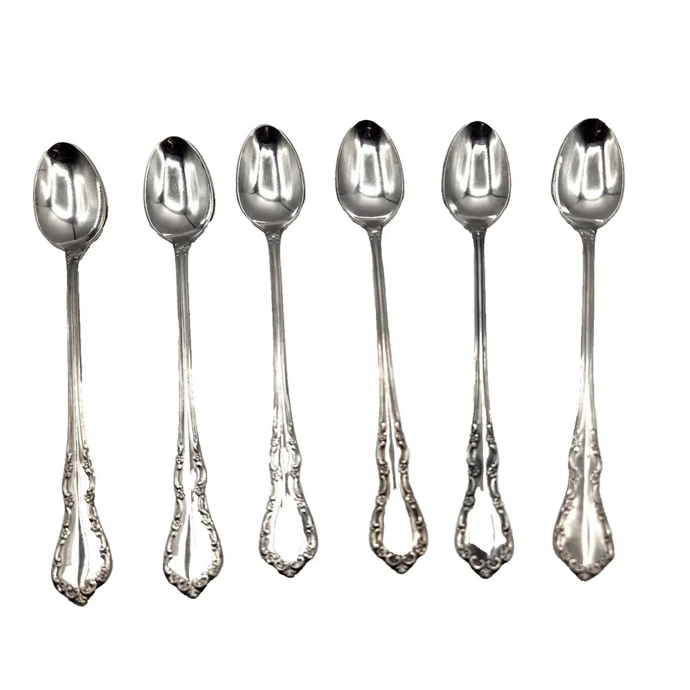 Oneida Distinction Deluxe Stainless Mansion Hall Silverware 6 Iced Tea Spoons